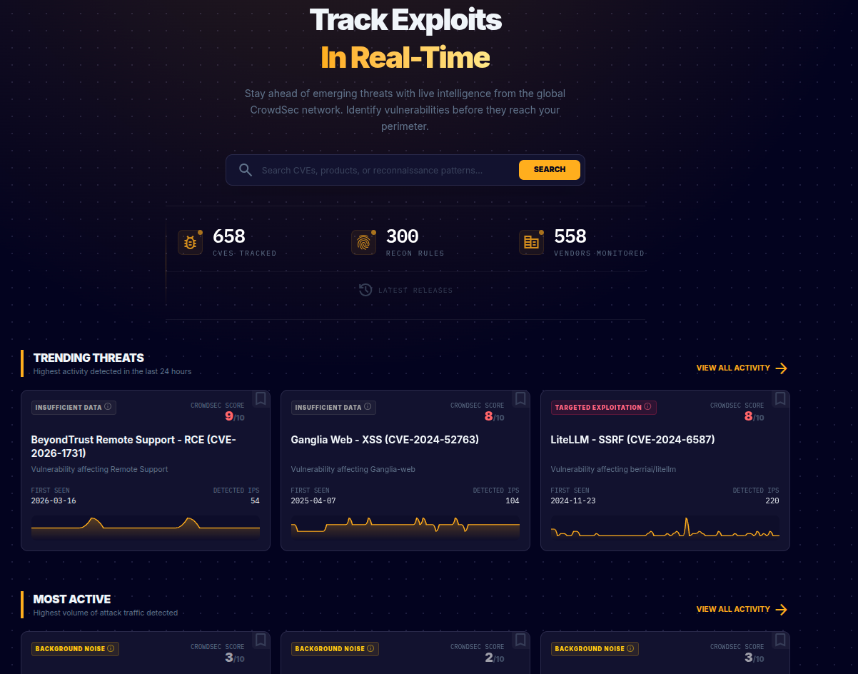 Live Exploit Tracker Home Page